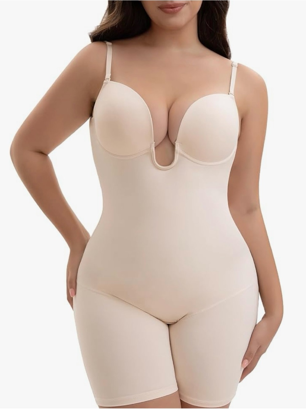 Backless Slimers Shapeware Bodysuit For Women Low Back, Tummy Control Beige - X